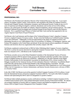 CV for Neil Broom Expert Witness in Computer Forensics Investigations in Louisville